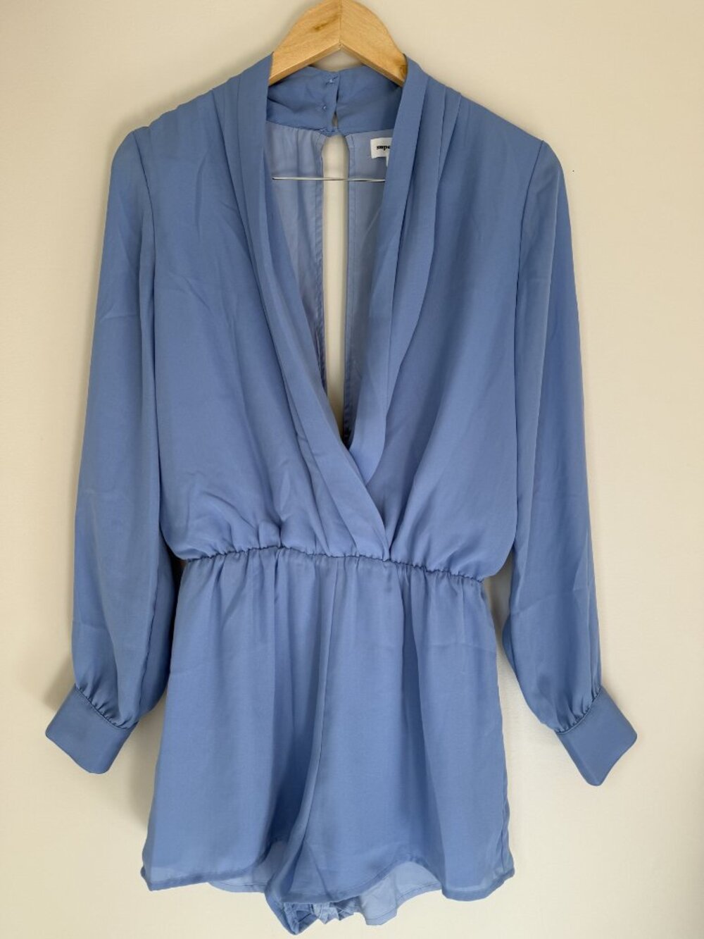 Revolve Superdown Kaycie Drape Neck Romper, Blue, Size S
